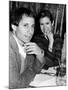 Paul Simon with Girlfriend, Carrie Fisher, at Party for Fisher's Dad, Singer Eddie Fisher-David Mcgough-Mounted Premium Photographic Print