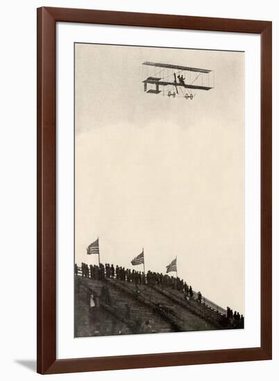 Paulhan in a Farman Biplane Makes a Record Altitude of 4,165 Feet, Los Angeles, 1910-null-Framed Giclee Print