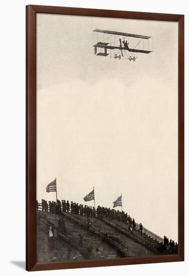 Paulhan in a Farman Biplane Makes a Record Altitude of 4,165 Feet, Los Angeles, 1910-null-Framed Giclee Print