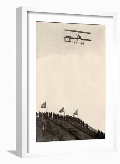 Paulhan in a Farman Biplane Makes a Record Altitude of 4,165 Feet, Los Angeles, 1910-null-Framed Giclee Print