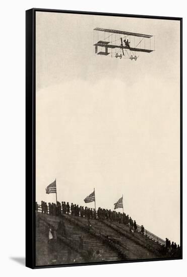 Paulhan in a Farman Biplane Makes a Record Altitude of 4,165 Feet, Los Angeles, 1910-null-Framed Stretched Canvas