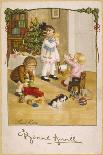 Three Young Children Play with Their Christmas Presents-Pauli Ebner-Mounted Art Print