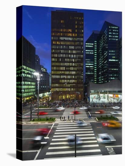 Paulista Avenue at Night, Sao Paulo.-Jon Hicks-Stretched Canvas