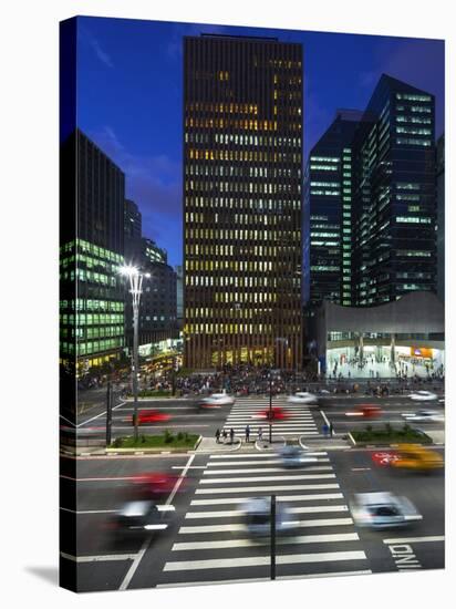 Paulista Avenue at Night, Sao Paulo.-Jon Hicks-Stretched Canvas