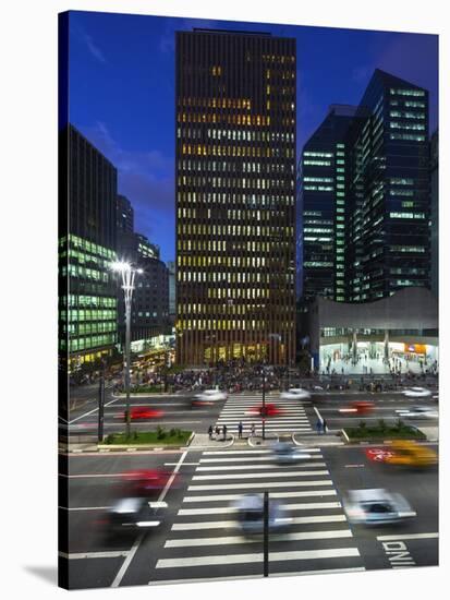 Paulista Avenue at Night, Sao Paulo.-Jon Hicks-Stretched Canvas