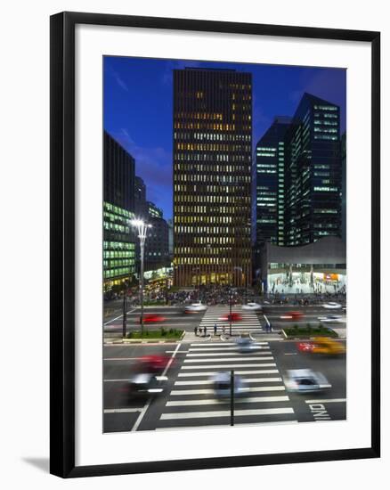 Paulista Avenue at Night, Sao Paulo.-Jon Hicks-Framed Photographic Print