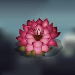 Lotus Flower over Blur Isolated Icon Design-Paulo Gomez-Framed Stretched Canvas