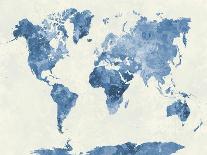 World Map in Watercolor Blue-paulrommer-Art Print