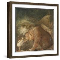 Pauvre Petit Ours ! - Poor Little Bear! - Oeuvre De John Bauer (1882-1918), 1912 - Watercolour and-John Bauer-Framed Giclee Print