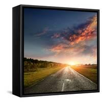Paved Country Road with Surprisingly Beautiful Sky-Krivosheev Vitaly-Framed Stretched Canvas