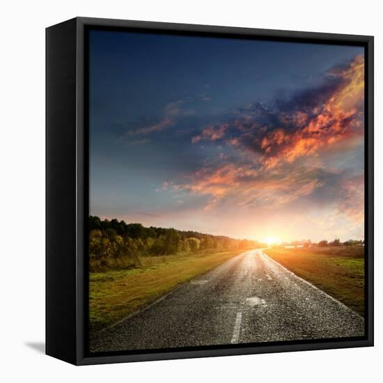 Paved Country Road with Surprisingly Beautiful Sky-Krivosheev Vitaly-Framed Stretched Canvas