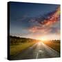 Paved Country Road with Surprisingly Beautiful Sky-Krivosheev Vitaly-Stretched Canvas