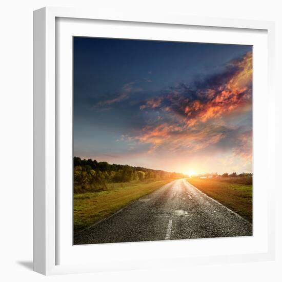 Paved Country Road with Surprisingly Beautiful Sky-Krivosheev Vitaly-Framed Photographic Print