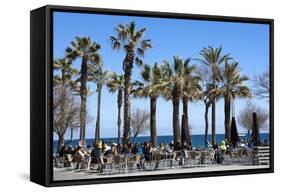 Pavement Cafe and Coffee Bar under Palm Trees-James Emmerson-Framed Stretched Canvas