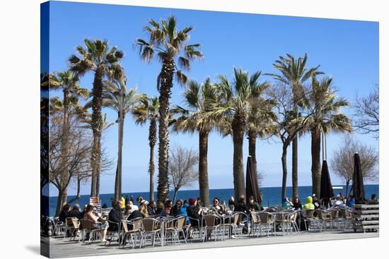 Pavement Cafe and Coffee Bar under Palm Trees-James Emmerson-Stretched Canvas