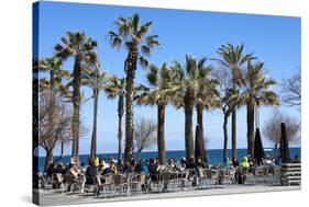 Pavement Cafe and Coffee Bar under Palm Trees-James Emmerson-Stretched Canvas