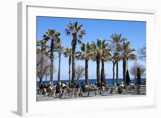 Pavement Cafe and Coffee Bar under Palm Trees-James Emmerson-Framed Photographic Print