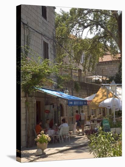 Pavement Cafe, Cavtat, Dalmatia, Croatia-Graham Lawrence-Stretched Canvas