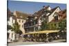 Pavement Cafe in Main Square, Meersberg, Lake Constance, Germany-James Emmerson-Stretched Canvas