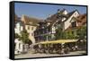 Pavement Cafe in Main Square, Meersberg, Lake Constance, Germany-James Emmerson-Framed Stretched Canvas