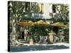 Pavement Cafe, Lagrasse, Aude, Languedoc-Roussillon, France-Ruth Tomlinson-Stretched Canvas