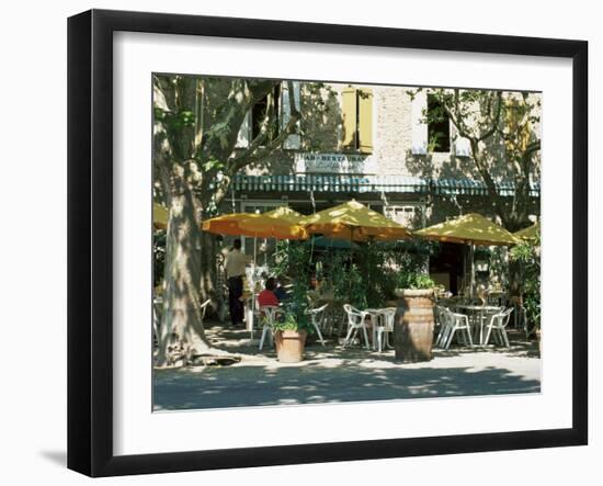 Pavement Cafe, Lagrasse, Aude, Languedoc-Roussillon, France-Ruth Tomlinson-Framed Photographic Print