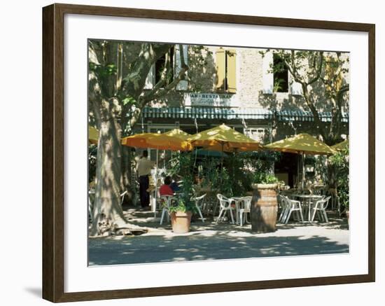 Pavement Cafe, Lagrasse, Aude, Languedoc-Roussillon, France-Ruth Tomlinson-Framed Photographic Print