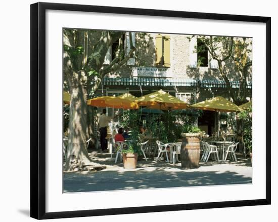 Pavement Cafe, Lagrasse, Aude, Languedoc-Roussillon, France-Ruth Tomlinson-Framed Photographic Print