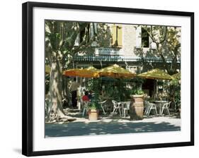 Pavement Cafe, Lagrasse, Aude, Languedoc-Roussillon, France-Ruth Tomlinson-Framed Photographic Print