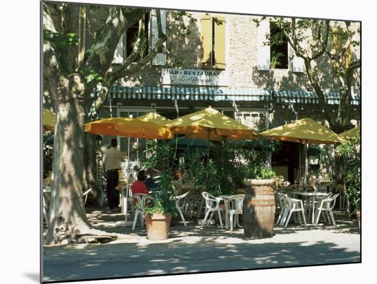 Pavement Cafe, Lagrasse, Aude, Languedoc-Roussillon, France-Ruth Tomlinson-Mounted Photographic Print