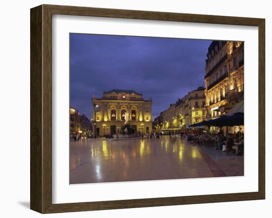 Pavement Cafes on the Place De La Comedie, Montpellier, Languedoc Roussillon, France-Miller John-Framed Photographic Print