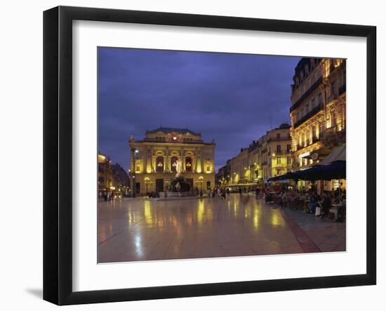 Pavement Cafes on the Place De La Comedie, Montpellier, Languedoc Roussillon, France-Miller John-Framed Photographic Print