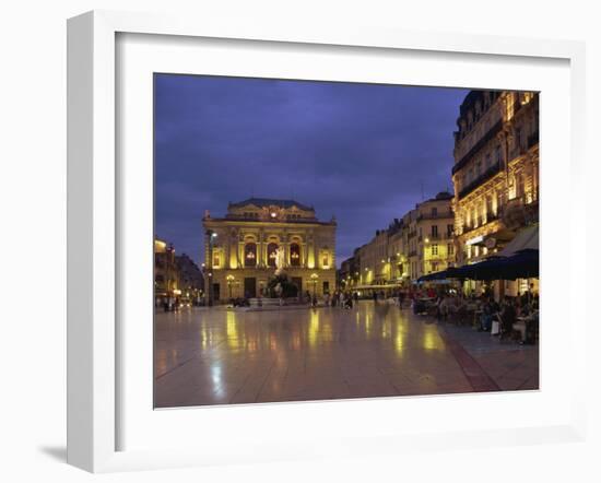 Pavement Cafes on the Place De La Comedie, Montpellier, Languedoc Roussillon, France-Miller John-Framed Photographic Print