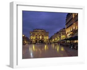 Pavement Cafes on the Place De La Comedie, Montpellier, Languedoc Roussillon, France-Miller John-Framed Photographic Print