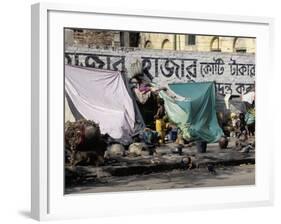 Pavement Dwellers at Kalighat Near Mother Teresa's Sanctuary, Kolkata (Calcutta), India-Tony Waltham-Framed Photographic Print