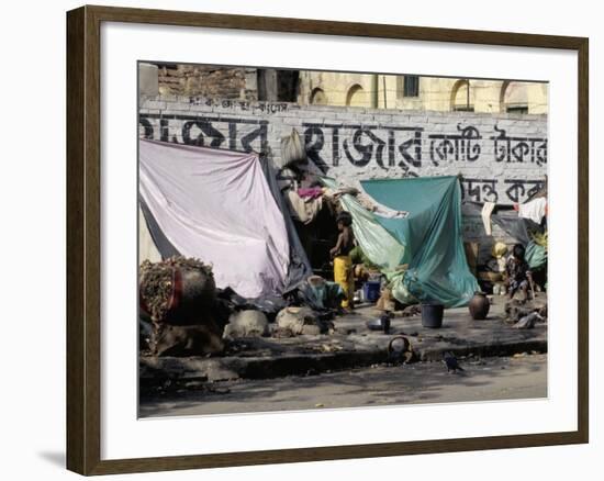 Pavement Dwellers at Kalighat Near Mother Teresa's Sanctuary, Kolkata (Calcutta), India-Tony Waltham-Framed Photographic Print