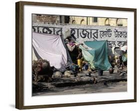 Pavement Dwellers at Kalighat Near Mother Teresa's Sanctuary, Kolkata (Calcutta), India-Tony Waltham-Framed Photographic Print