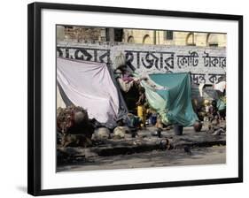 Pavement Dwellers at Kalighat Near Mother Teresa's Sanctuary, Kolkata (Calcutta), India-Tony Waltham-Framed Photographic Print