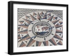 Pavement Map Showing Routes of Portugese Explorers Below Monument to Discoveries, Lisbon, Portugal-Stuart Black-Framed Photographic Print