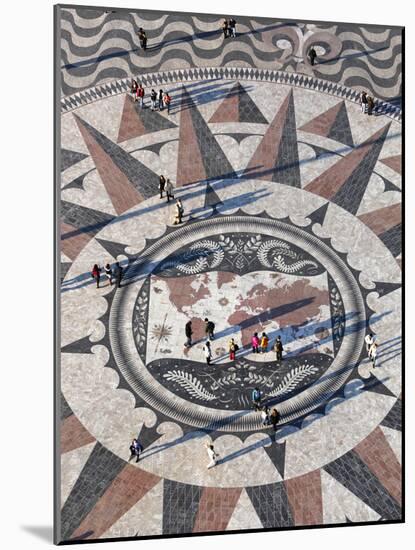 Pavement Map Showing Routes of Portugese Explorers Below Monument to Discoveries, Lisbon, Portugal-Stuart Black-Mounted Photographic Print