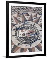 Pavement Map Showing Routes of Portugese Explorers Below Monument to Discoveries, Lisbon, Portugal-Stuart Black-Framed Photographic Print