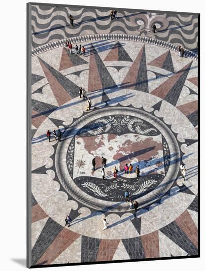 Pavement Map Showing Routes of Portugese Explorers Below Monument to Discoveries, Lisbon, Portugal-Stuart Black-Mounted Photographic Print