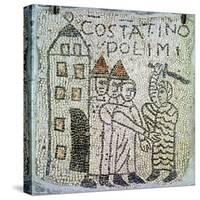 Pavement of St. John the Evangelist, Detail of the Siege of Constantinople in June 1204, 1213-Byzantine-Stretched Canvas