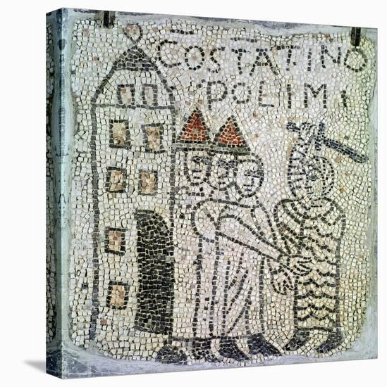 Pavement of St. John the Evangelist, Detail of the Siege of Constantinople in June 1204, 1213-Byzantine-Stretched Canvas