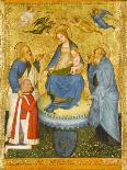 Virgin and Child Crowned by Angels, with St John the Evangelist, St Anthony Abbot, and Donor, 1400-Pavian School-Stretched Canvas