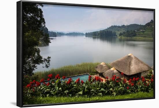 Pavilion and Flowers at a Viewpoint Overlooking Lake Bunyonyi, Uganda, East Africa, Africa-Michael-Framed Photographic Print