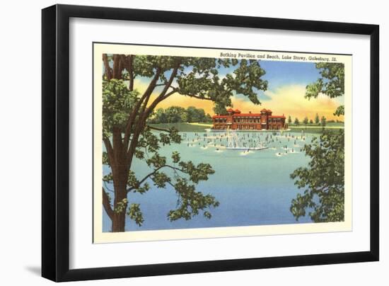 Pavilion, Lake Storey, Galesburg, Illinois-null-Framed Art Print