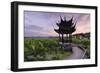 Pavilion, Lotus Field and Zig Zag Bridge at West Lake, Hangzhou, Zhejiang, China, Asia-Andreas Brandl-Framed Photographic Print