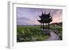 Pavilion, Lotus Field and Zig Zag Bridge at West Lake, Hangzhou, Zhejiang, China, Asia-Andreas Brandl-Framed Photographic Print