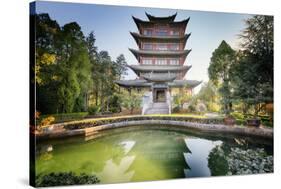 Pavilion of Everlasting Clarity with Emerald Pool, Lijiang, Yunnan, China, Asia-Andreas Brandl-Stretched Canvas